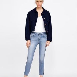 Zara stretch cotton jeans with side stripe size 10